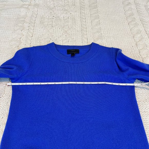 J. Crew 100% Italian Cashmere Crewneck Three Quarter Sleeve Sweater Blue XS - Picture 10 of 11
